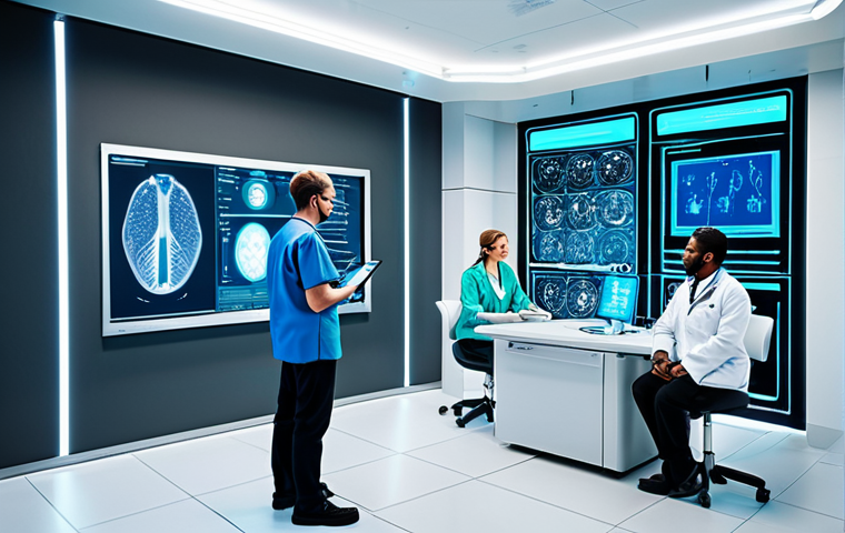 **
"A futuristic healthcare clinic with a diverse group of people undergoing personalized health analysis using advanced biotech. The clinic is bright and modern, with holographic displays showing genetic data. Fully clothed doctors and patients are interacting. safe for work, appropriate content, professional, perfect anatomy, natural proportions, high quality"
**